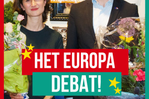 Lara Wolters (GL-PvdA) en Robbert van Eerd (CDA) in debat over de toekomst van Europa.